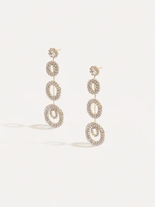 TuEzra Gorgeous Sexy Nightclub Crystal Dangling Earring Stud For Women 1Pair - Gold - View 2