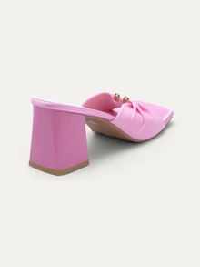 TuEzra Square Toe Thin Heel Fashion Peep-Toe Sandals, Sexy Open Toe Bowknot Women's High Heel Sandals,Summer Outfits - Pink - View 3