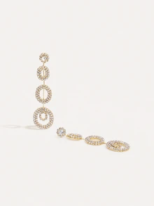TuEzra Gorgeous Sexy Nightclub Crystal Dangling Earring Stud For Women 1Pair - Gold - View 3