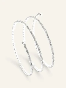 Farahzel 1pc Berlian Imitasi Dekorasi Manset Bangle - Antique Silver - View 2