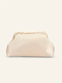 Farahzel Silk Satin Material Clutch Bag, With A Pleated Cloud Pattern On The Body, Fashionable And Minimalist, Wedding - Champagne - View 4