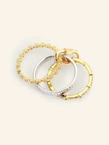 Farahzel Fashionable Multilayer Adjustable Cubic Zirconia Combination Keychain Ring, Suitable For Women's Daily Wear - Set Of Rings - View 3