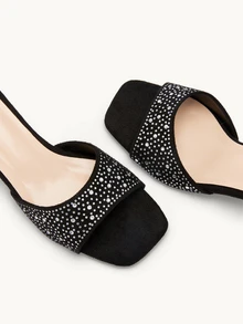 Farahzel Women Heeled Sandals Berlian buatan Plain Glamor - Hitam - View 6