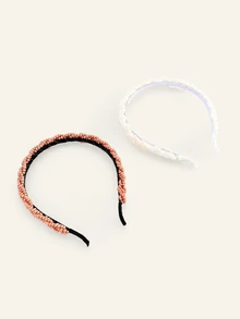 Farahzel 2pcs/1pc Vintage Faux Pearl Headband, Fashionable Elegant Minimalist Style, Sweet Outgoing Versatile Headband, Women Hair Accessories - Multicolor - View 2