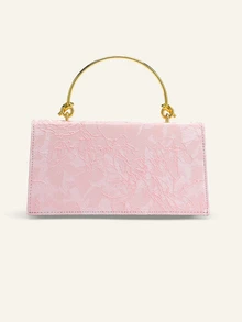 Farahzel Tas Tangan Wanita Persegi Panjang Jacquard Warna Pink Muda untuk Musim Pernikahan Romantis Musim Semi/Panas 2026 (1 buah) - Berwarna merah muda - View 4