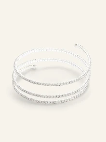 Farahzel 1pc Berlian Imitasi Dekorasi Manset Bangle - Antique Silver - View 4