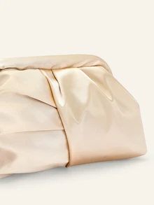 Farahzel Silk Satin Material Clutch Bag, With A Pleated Cloud Pattern On The Body, Fashionable And Minimalist, Wedding - Champagne - View 5