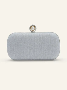 Farahzel Fashionable & Elegant Glitter Mini Pleated Evening Clutch,Bride - Silver - View 4