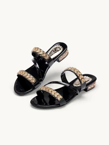 Farahzel Women's Flat Sandals, Summer Double-Use Rhinestone Shoes, Fashionable For Outdoor Use Valentines,Beach Outfits - View 4