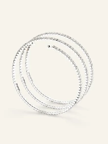 Farahzel 1pc Berlian Imitasi Dekorasi Manset Bangle - Antique Silver - View 3