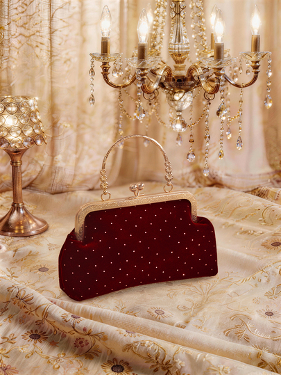 Farahzel 1pc Burgundy Asymmetrical Shape Evening Bag, Women Handbag With Shoulder Strap, Autumn Winter New, Party Bag