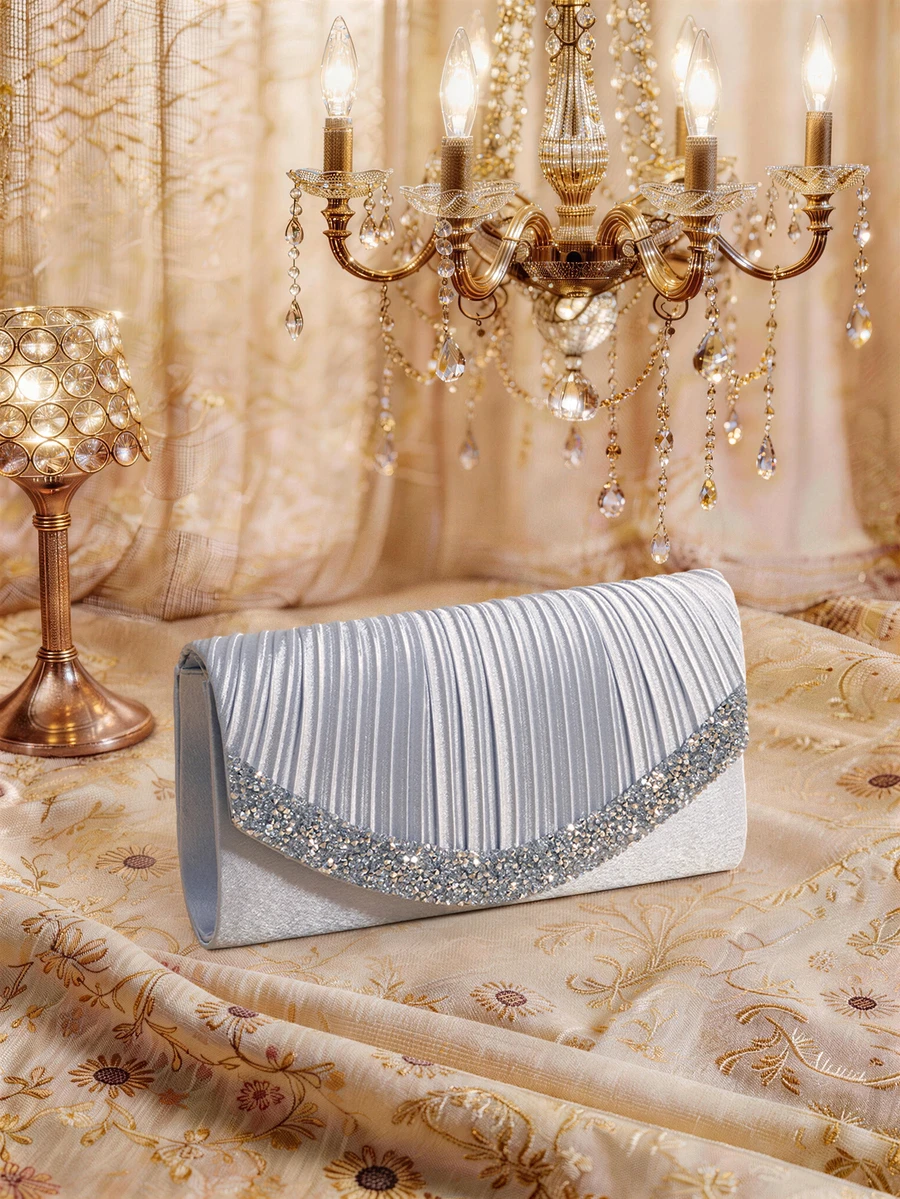 Farahzel Shiny Purple Women's Clutch Bag, Fashionable Evening Bag, Party/Wedding Chain Shoulder Envelope Design - Silver - View 1