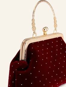 Farahzel 1pc Burgundy Asymmetrical Shape Evening Bag, Women Handbag With Shoulder Strap, Autumn Winter New, Party Bag - Burgundy - View 6