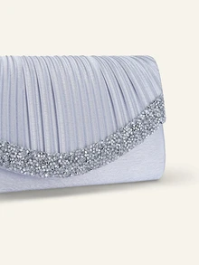 Farahzel Shiny Purple Women's Clutch Bag, Fashionable Evening Bag, Party/Wedding Chain Shoulder Envelope Design - Silver - View 5
