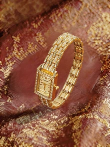 Farahzel 1pc Elegant Fashion Luxury Diamond-Decorated Bracelet Watch For Women, Gift For Birthday, Holiday - Gold - View 1