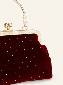 Farahzel 1pc Burgundy Asymmetrical Shape Evening Bag, Women Handbag With Shoulder Strap, Autumn Winter New, Party Bag - Burgundy - View 5
