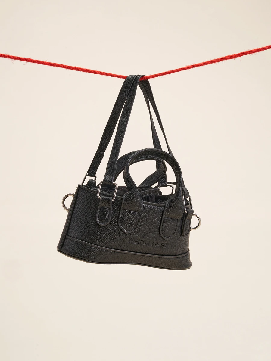 Okurimé Mini Crocodile Pattern Hand Bag, Shoulder Bag, Crossbody Bag For Lipstick, Cosmetics - Black - View 1