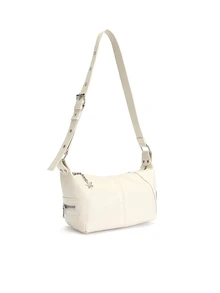 Okurime. Vintage European & American Style Leather Zipper Shoulder/Handheld/Underarm Bag With Unique Design - Beige - View 4