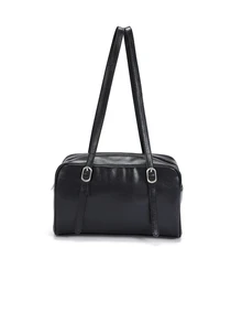 Okurime. Lightweight,Business Casual Minimalist Buckle Detail Square Bag For Teen Girls Women College Students,Rookies & White-Collar Workers - Black - View 2
