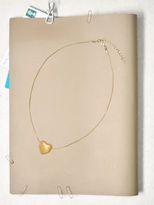 Okurime. 1pc Fashionable Big Heart Shaped Pendant Necklace Suitable For Women's Daily Wear - Heart - View 1