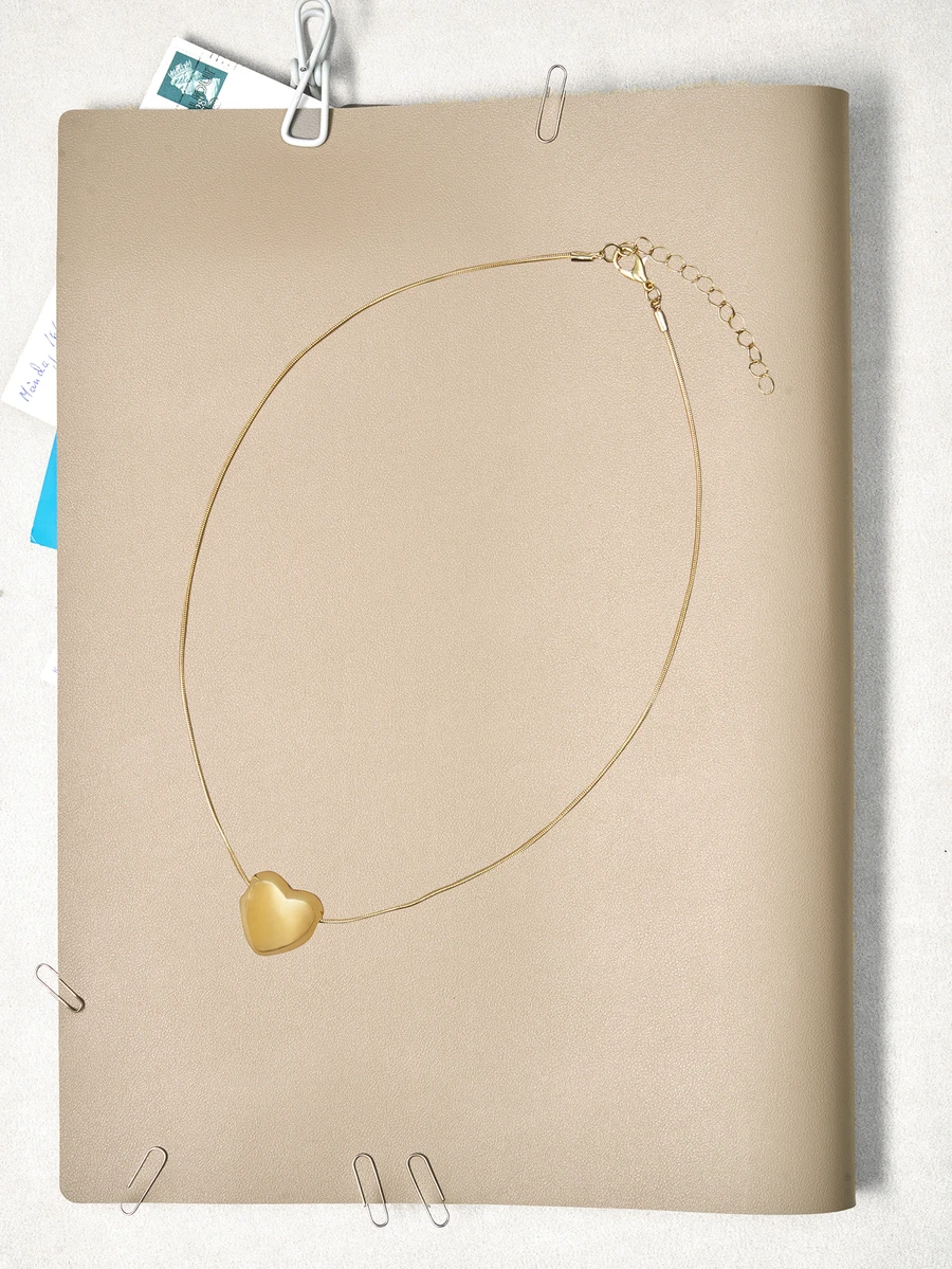 Okurime. 1pc Fashionable Big Heart Shaped Pendant Necklace Suitable For Women's Daily Wear - Heart - View 1