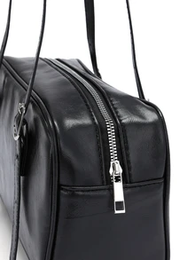 Okurime. Lightweight,Business Casual Minimalist Buckle Detail Square Bag For Teen Girls Women College Students,Rookies & White-Collar Workers - Black - View 4