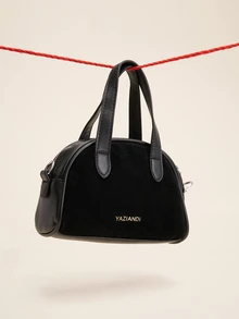 Okurime. 1pcLadies' Handbag, Shoulder Bag, Crossbody Bag, Tote Bag, Satchel, Autumn, Mini Bag, Shell Bag, Scratch-Resistant And Wear-Resistant Material - Black - View 2