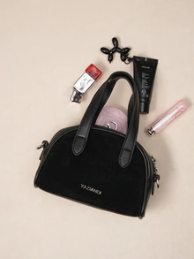 Okurime. 1pcLadies' Handbag, Shoulder Bag, Crossbody Bag, Tote Bag, Satchel, Autumn, Mini Bag, Shell Bag, Scratch-Resistant And Wear-Resistant Material - Black - View 1