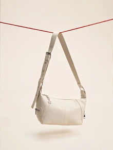 Okurime. Vintage European & American Style Leather Zipper Shoulder/Handheld/Underarm Bag With Unique Design - Beige - View 2