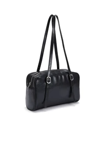 Okurime. Lightweight,Business Casual Minimalist Buckle Detail Square Bag For Teen Girls Women College Students,Rookies & White-Collar Workers - Black - View 3