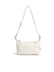 Okurime. Vintage European & American Style Leather Zipper Shoulder/Handheld/Underarm Bag With Unique Design - Beige - View 3