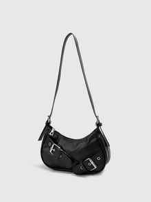 DareSee Minimalist Shoulder Underarm Crescent Korean Fashion Texture Large Capacity Solid Color Casual New Handbag For Women, Christmas Gift - Black - View 3