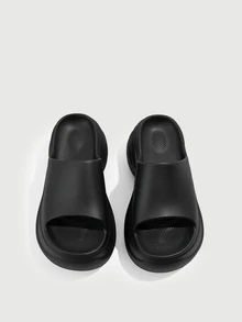 DareSee 厚底女款夏季時尚拖鞋 高跟 EVA 材質綁帶涼鞋 戶外時尚萬聖節拖鞋 - 黑色 - 查看 2
