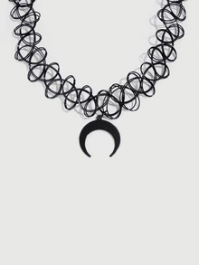 DareSee Gotisk måne- och stjärnhängsmycke - vintage stil, justerbar choker-kedja, ihålig design, lämplig för Halloween och Halloween-firanden - Multifärgad - Visa 2