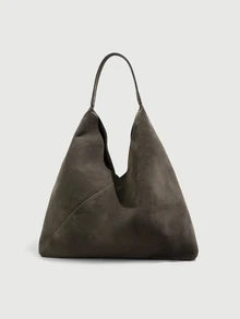 DareSee Women's Shoulder Bag/Handbag, Brown Suede, Large Capacity, Decorated With Rivets, Vintage Versatile Commuter Style Halloween - Army Green - View 2