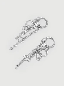 DareSee 1 Pair Y2K Punk Rock Gothic Avant-Garde Dangle Chain Earrings Personalized Versatile Casual Earrings Wear Halloween - Earring - View 2