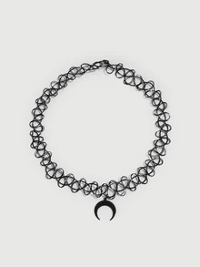 DareSee Gotisk måne- och stjärnhängsmycke - vintage stil, justerbar choker-kedja, ihålig design, lämplig för Halloween och Halloween-firanden - Multifärgad - Visa 1