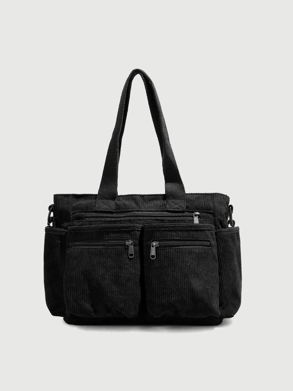 DareSee Large Capacity Corduroy Tote Bag, Lightweight Crossbody Bag With Zipper Pocket For Women
