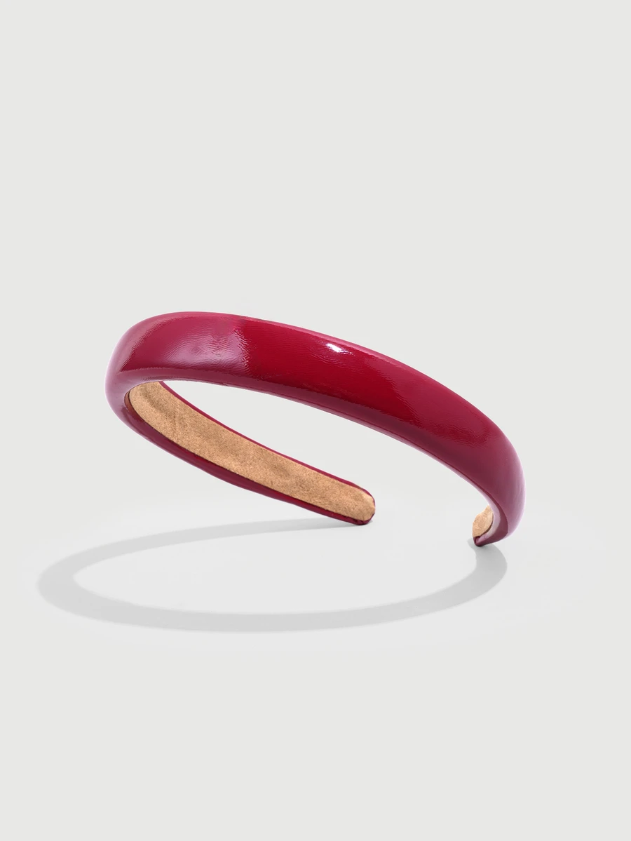 DareSee 1件復古紅色PU皮革高額頭防滑髮箍,適合各種髮長,適合女孩萬聖節 - 酒紅色 - 查看 1