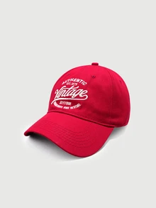 DareSee Vintage British Embroidery Baseball Cap, Women's Casual Retro Style Baseball Cap, Street Fashion Halloween - Burgundy - View 3