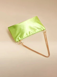 Glizzene Bolso de noche cruzado para mujer de satén de seda con strass, elegante, ligero, compacto, adecuado para fiestas y salidas - Verde - Ver 5