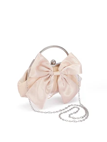Rylithe Moonlit EveBag Glitter Bling,Shiny Glamorous,Elegant,Exquisite Fashionable Bow Decorated Square Clutch Bag For Women - Champagne - View 4