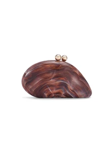 Rylithe This Elegant And Charming Acrylic Clutch Features A Gradient Color Design, Magnetic Closure, And A Detachable Metal Long Chain - Coffee Brown - View 2