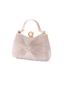 Rylithe OpulAura Women Alluring, Exquisite Glitter Clutch Bag, Bow Elegant Romantic Gift, Rhinestone Box-Shaped Evening Bag - Gold - View 3