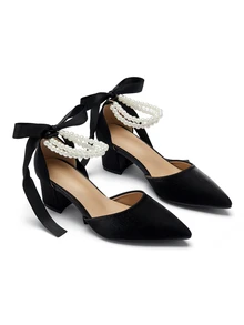 Rylithe Women Stiletto Heeled Court Pumps With High Heels, Valentines, Elegant,Party Outfits,Wedding Outfits - Black - View 2