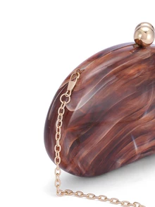 Rylithe This Elegant And Charming Acrylic Clutch Features A Gradient Color Design, Magnetic Closure, And A Detachable Metal Long Chain - Coffee Brown - View 6