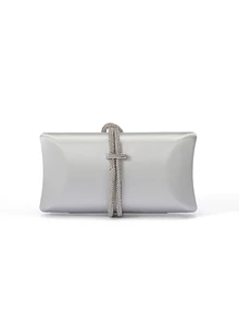 Rylithe Women's Fashion Shiny Rhinestone Decorated Satin Clutch Bag, Box-Shaped Evening Party Bag For Annual Meeting - Silver - View 5