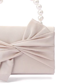 Rylithe Women Elegant Bow Detail Decorated Box-Shaped Evening Bag With Faux Pearl HandleTready Bride Bag, Perfect For Party - Apricot - View 6