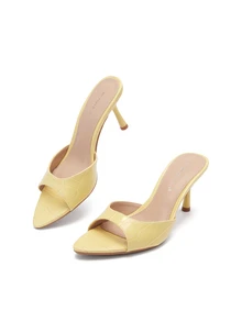 Rylithe Women's Fashion Strap Open Toe High Heel Sandals, Suitable For Wearing With Dresses In Summer,Kitten Heels - Yellow - View 4
