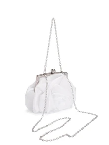 Rylithe Tas Malam dengan Motif Bunga Halus, Gagang dan Rantai Mutiara Imitasi, Cocok untuk Acara Formal, Pesta Dansa, dan Makan Malam - Putih - View 4